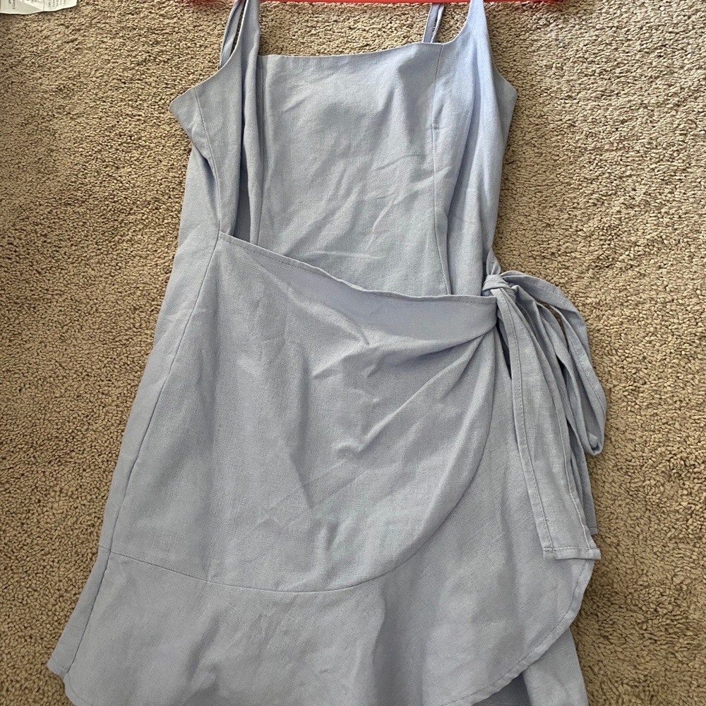 Cute Blue Mini Tie Dress